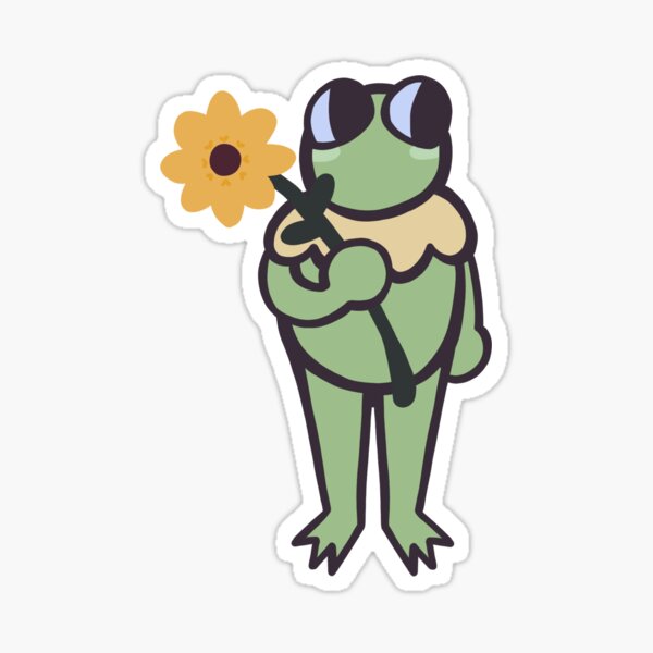 Frog holding a sunflower, floral frog Greeting Card for Sale by