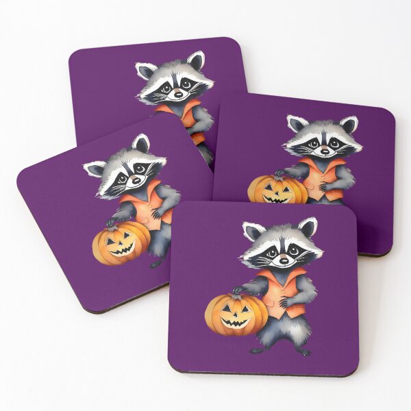 Item preview, Little Raccoon Carrying a Big Halloween Pumpkin designed and sold by BloomCatB.