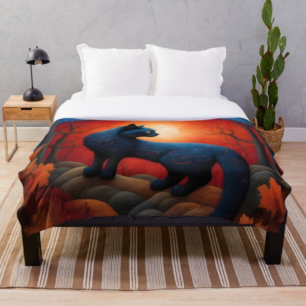 Artikelvorschau, Ein Panther im roten und orangefarbenen Herbstwald bei Sonnenuntergang entworfen und verkauft von IceCreamSmile.