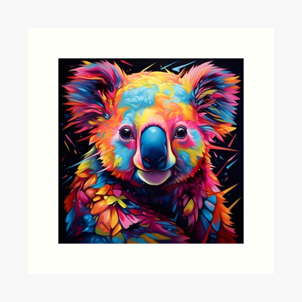 adorable neon koala bear art print Art Print for Sale by dcrc