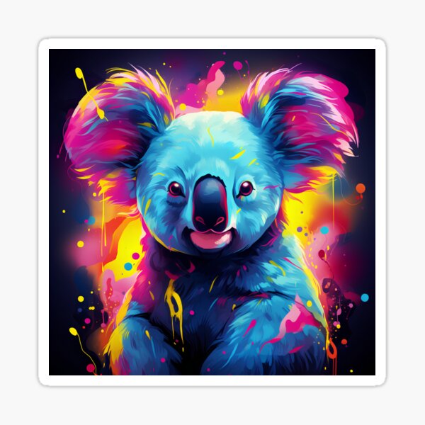 Adorable Neon koala bear art print Sticker for Sale by dcrc