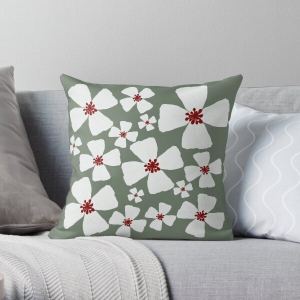 Neutral Floral Pattern Throw Pillow
