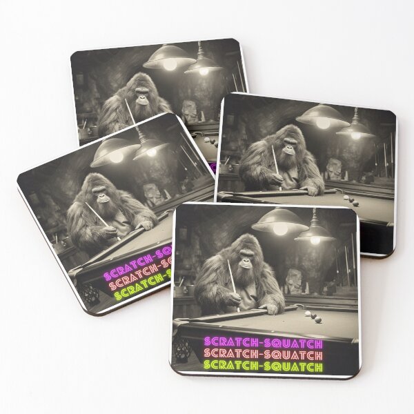 Item preview, Bigfoot Scratch-Squatch Billards Pool Funny Sasquatch Neon Design  designed and sold by AfterSchoolSpec.