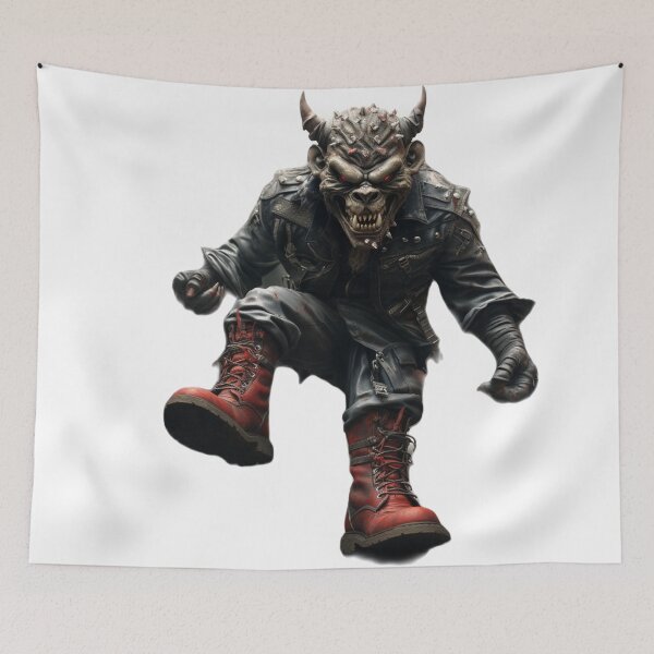 Item preview, Punk rock furry demon Oni anthropomorphic hybrid devil creature manga anime whimsical  designed and sold by Baba  Yaga's Cards.