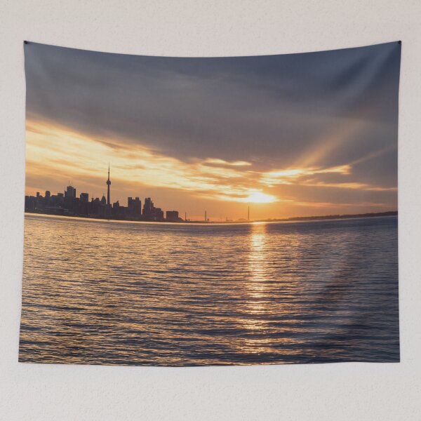 Item preview, Parting Clouds and God Rays - Sunrise Above Toronto Skyline designed and sold by Georgia Mizuleva.