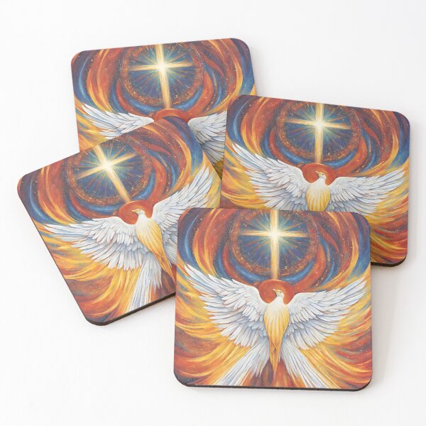 Item preview, Holy Dove Sacred Fire High-Resolution Painting | Colorful, Oil Art designed and sold by TrustInGrace.