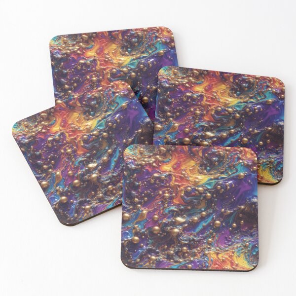 Item preview, Rainbow and Gold Oil paint Pour designed and sold by activate-state.