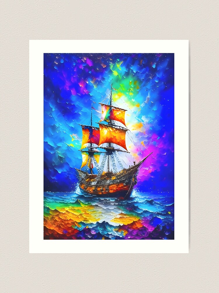Sailing Ship Acrylic Painting  Art Print for Sale by celartinspire