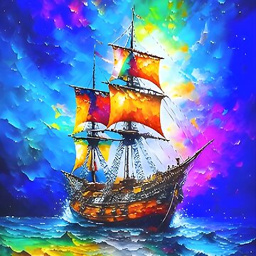 Sailing Ship Acrylic Painting  Art Print for Sale by