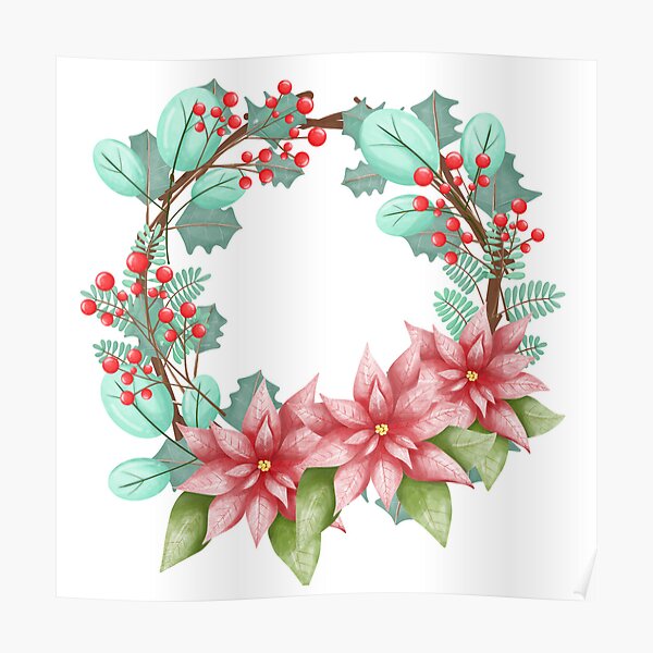 Christmas wreath from winter foliage Poster