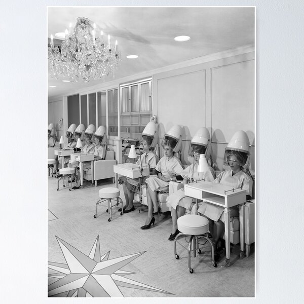 Item preview, Beauty Salon, Black and White Vintage Art designed and sold by modernretro.