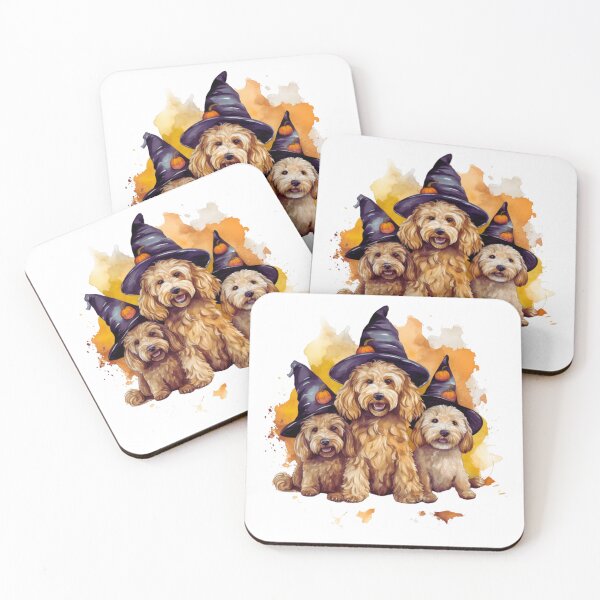 Item preview, Golden Doodle Halloween Puppies In Witch Hats designed and sold by Hlvargo.