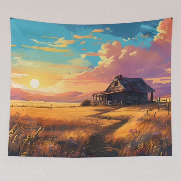 Item preview, Sunset Over a Rural Landscape designed and sold by aiartbay.
