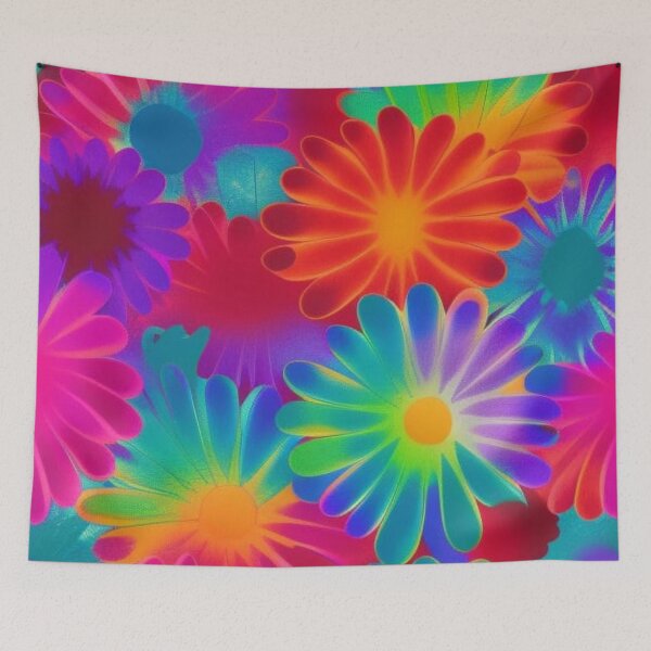 Item preview, Abstract Colorful Neon Daisies Pattern designed and sold by calibrit.