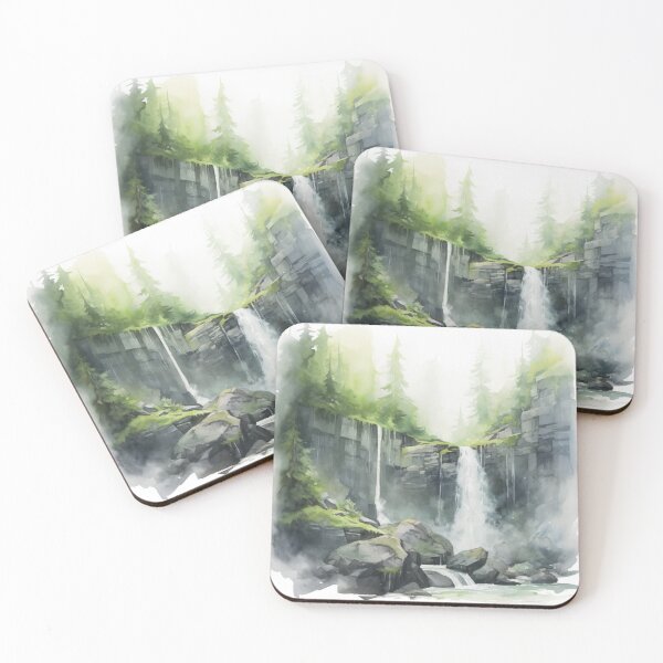 Item preview, Forest Retreat with Waterfall, Moss-Covered Rocks, and Mist designed and sold by Zoomie-s.