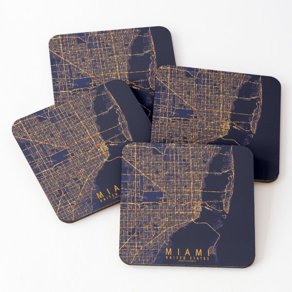 Item preview, Miami, Florida, USA Map - City At Night designed and sold by deMAP.