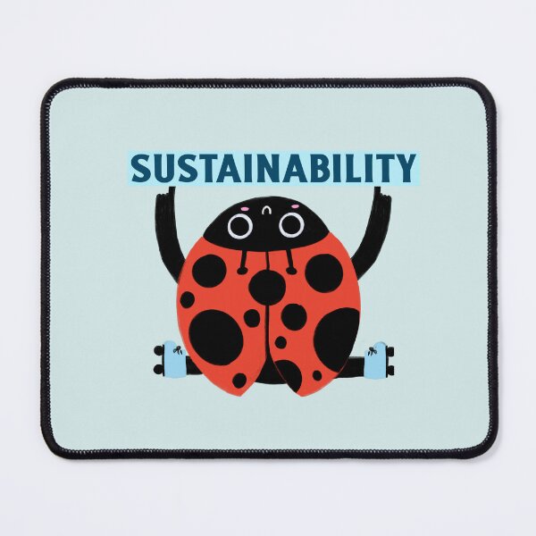 Item preview, Sustainability Red And Black Ladybug On Roller Skates Doing A Split While Holding A Sign designed and sold by pixelplaza.