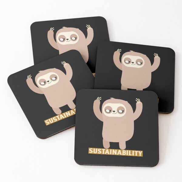 Item preview, Sostenibilidad Secretive Brown Sloth With Raised Arms Stands On A Sign designed and sold by pixelplaza.