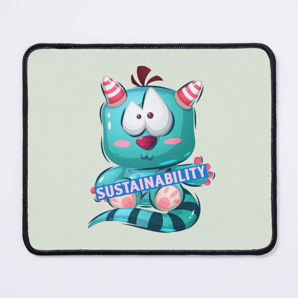 Item preview, Sustainability Turquoise Cartoon Animal Holding A Sign designed and sold by pixelplaza.
