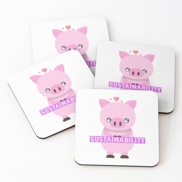 Item preview, Sostenibilidad Cute Pink Pig Holding A Sign designed and sold by pixelplaza.