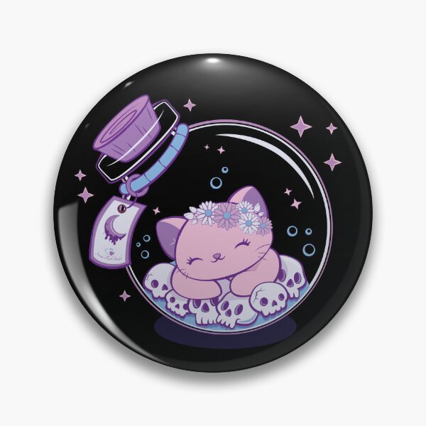 Item preview, Creepy Cute Cat and Skulls in Bottle Pastel Goth designed and sold by Irene Koh.