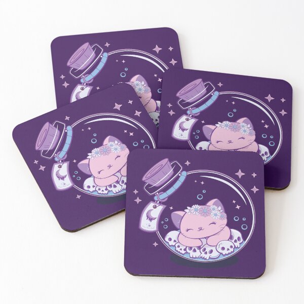 Item preview, Creepy Cute Cat and Skulls in Bottle Pastel Goth designed and sold by Irene Koh.