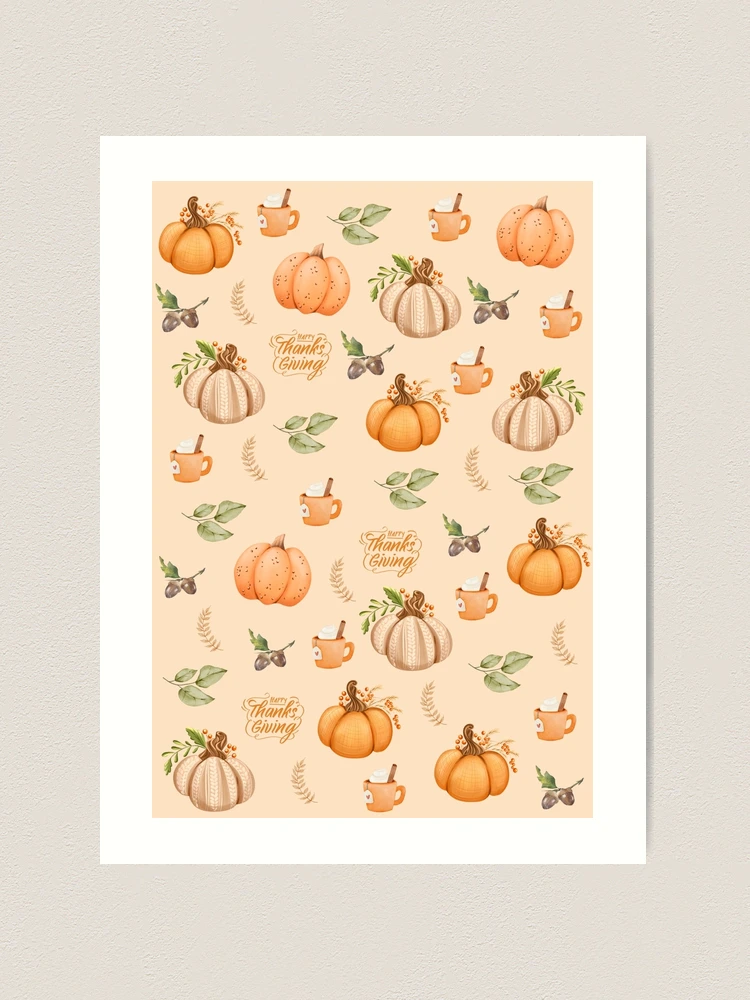 Thanksgiving aesthetic fall pumpkin pattern - beige background Throw Pillow  for Sale by Smitzprints