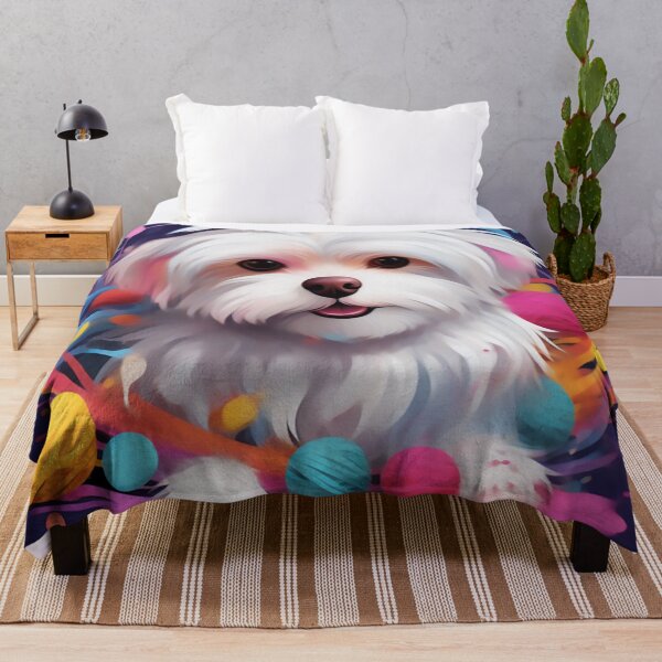 Item preview, Joyful Maltese: Playful Pup with Yarn & Colorful Confetti designed and sold by PaintbrushPlace.
