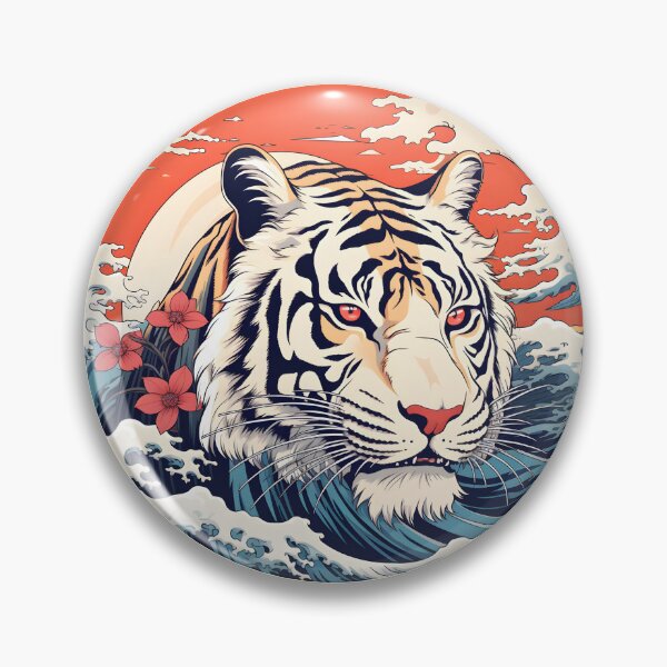 Item preview, White tiger wave Ukiyo-e Hokusai designed and sold by Anbe_design.