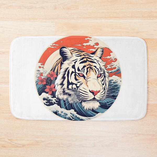Item preview, White tiger wave Ukiyo-e Hokusai designed and sold by Anbe_design.