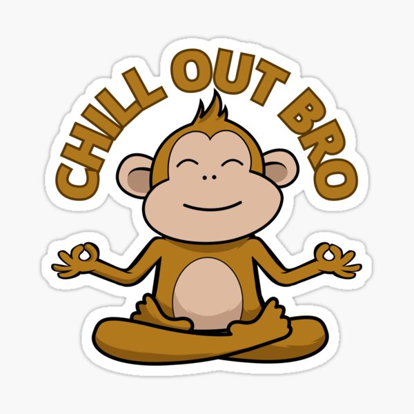 A monkey is meditating while listening to music. Sticker for Sale by DAEWI  PARK