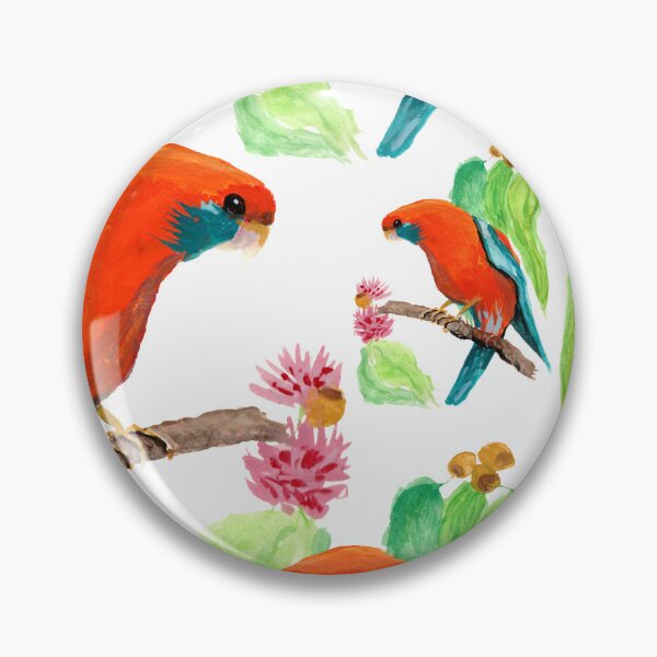 Item preview, Crimson Rosella in the Gum Tree Gouache Painting designed and sold by Jaana Day.