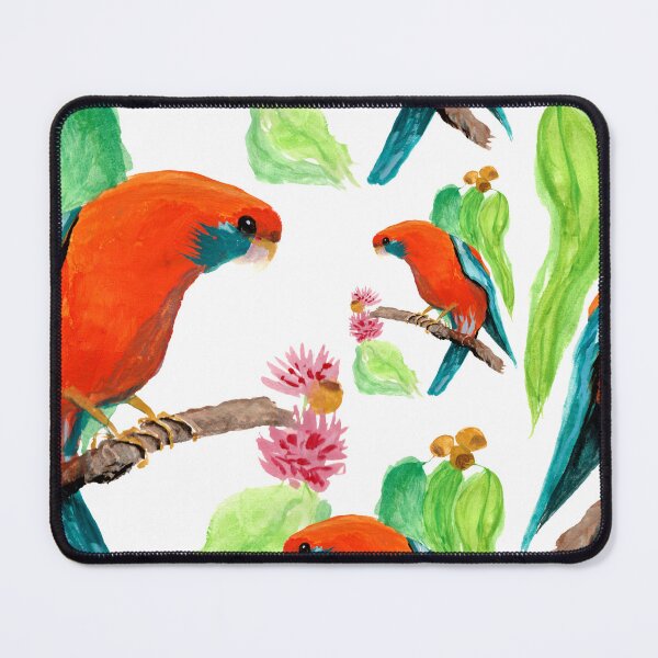 Item preview, Crimson Rosella in the Gum Tree Gouache Painting designed and sold by Jaana Day.