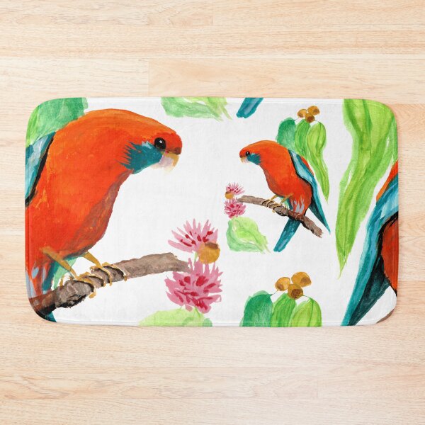 Item preview, Crimson Rosella in the Gum Tree Gouache Painting designed and sold by Jaana Day.