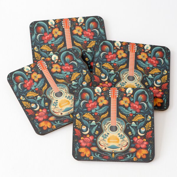 Item preview, Guitarra, decorada con flores, estilo mexicano. designed and sold by Icon-Network.