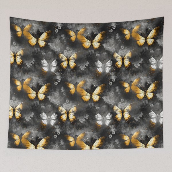 Item preview, Charcoal & Yellow Butterfly Composite Overlay Pattern #1 designed and sold by ARTficiallyAnon.