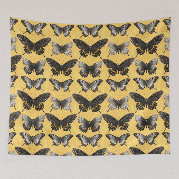 Item preview, Charcoal & Yellow Butterfly Composite Overlay Pattern #3 designed and sold by ARTficiallyAnon.