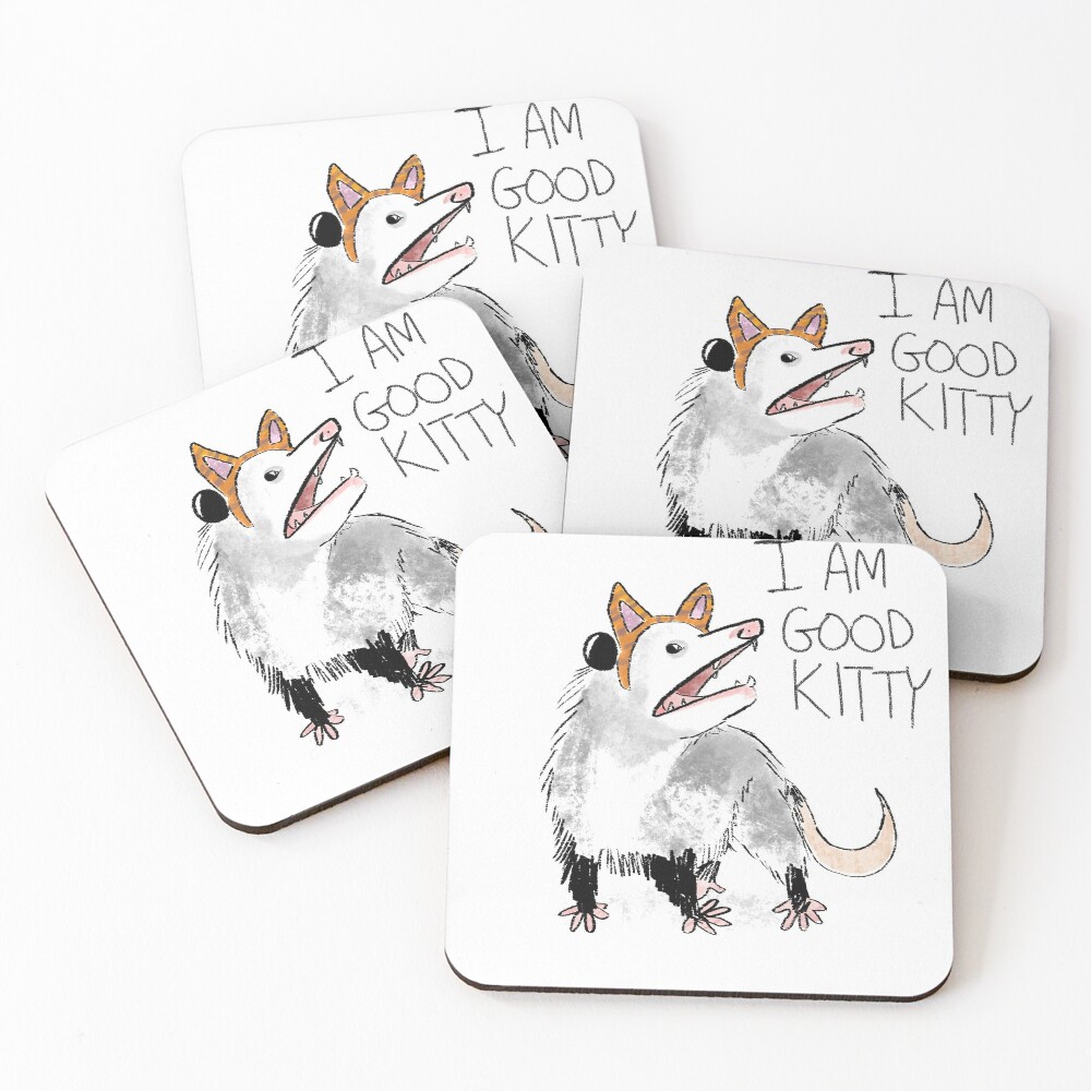 "I AM GOOD KITTY" Design Coasters (Set of 4)