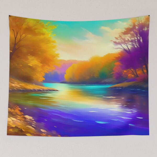 Item preview, Beautiful Autumn River Painting designed and sold by celartinspire.