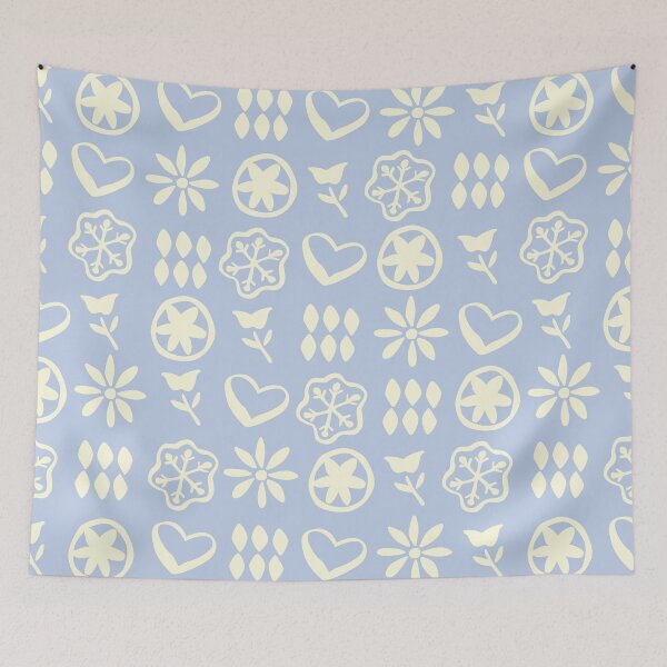 Item preview, Winter Blue Cream Boho Retro Mid Century Nostalgic Christmas Pattern designed and sold by blomastudios.