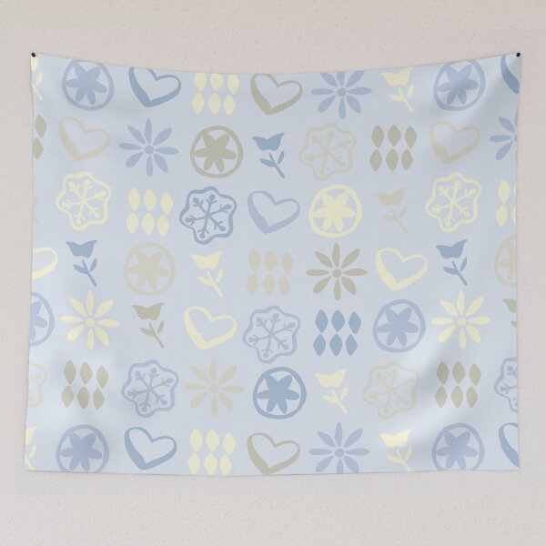 Item preview, Winter Neutral Blue Cream Boho Retro Mid Century Nostalgic Christmas Pattern designed and sold by blomastudios.