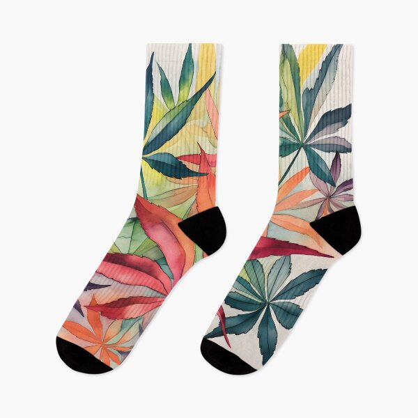 Item preview, Colorful cannabis watercolor paintings designed and sold by Autaporn199.