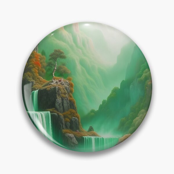 Item preview, Forest Green Waterfall Vista Painting  designed and sold by celartinspire.