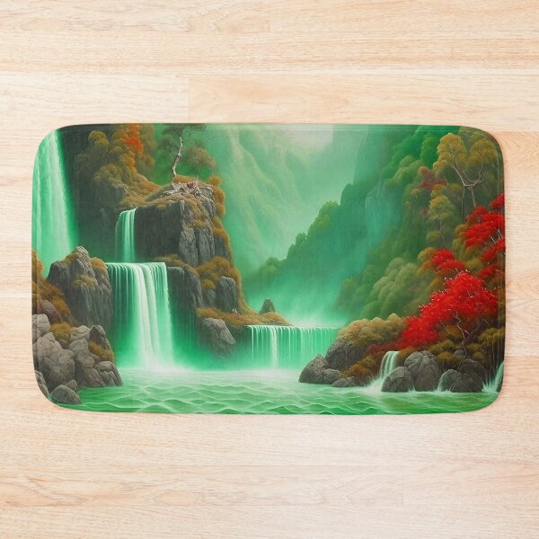 Item preview, Forest Green Waterfall Vista Painting  designed and sold by celartinspire.