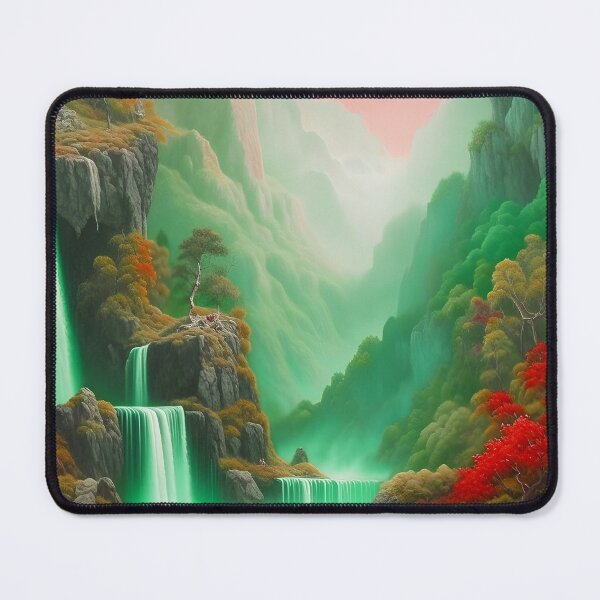 Item preview, Forest Green Waterfall Vista Painting designed and sold by celartinspire.