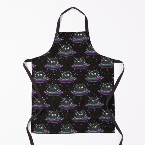 Item preview, Black Cat In A Flying Saucer On Black Space Background Pattern designed and sold by Julia Sol.