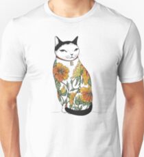 Camiseta unisex Gato en Tiger Flower Tattoo