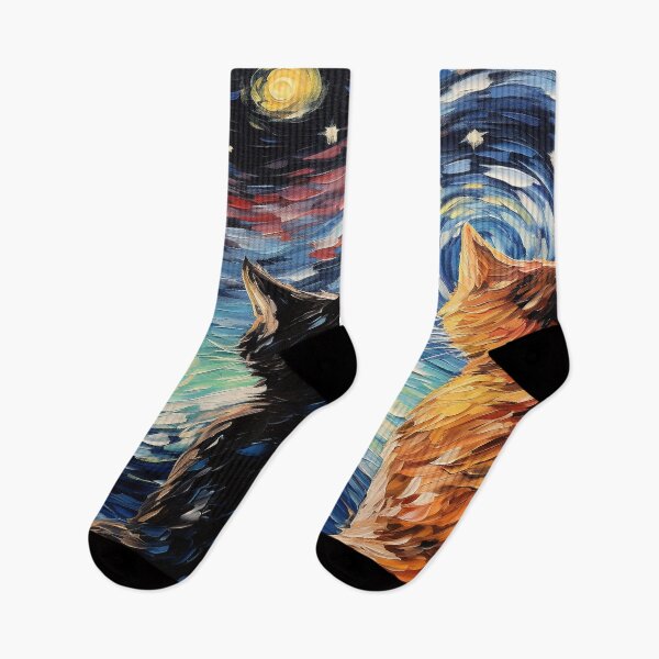 Item preview, Cat Van gogh Inspired Starry Night Painting for Van gogh Lovers designed and sold by Vangoholic.