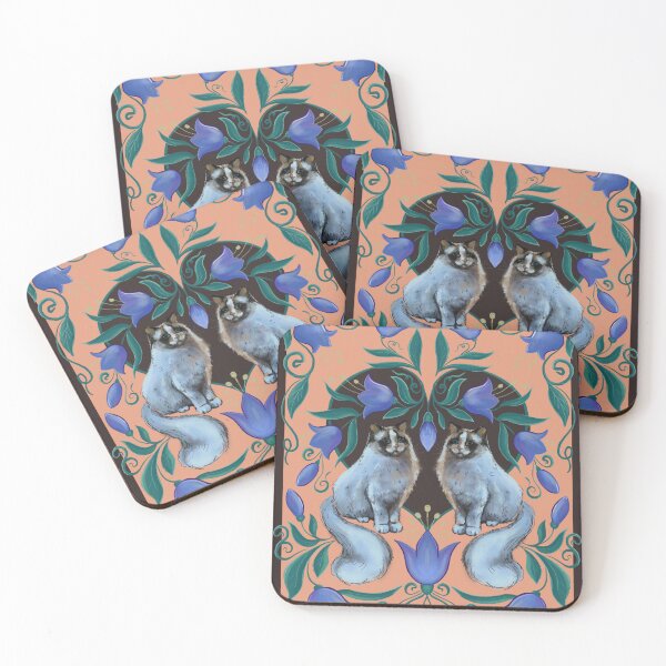 Item preview, ragdoll cat and blue bell flowers designed and sold by Hennagirl.