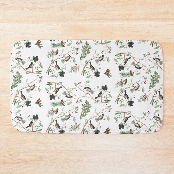 Item preview, Chickadee Birds Berries & Pinecones Watercolor  designed and sold by idovedesign.